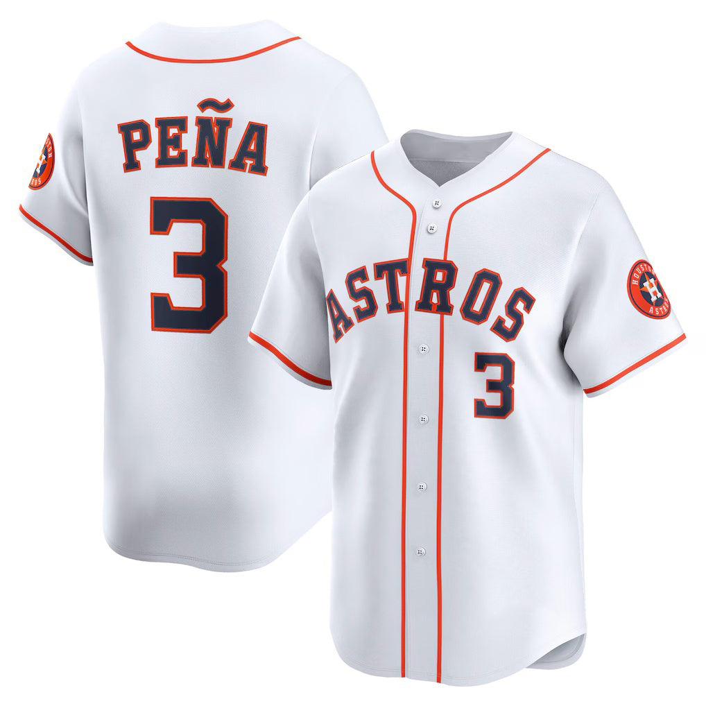 Houston Astros #3 Jeremy Pe?a White CONTON Home Limited Player Jersey