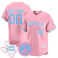 Custom Houston Astros  Love Street & Peace Sign Patch Bubblegum Pink CONTON Vapor Premier Limited Jersey ¨C All Stitched