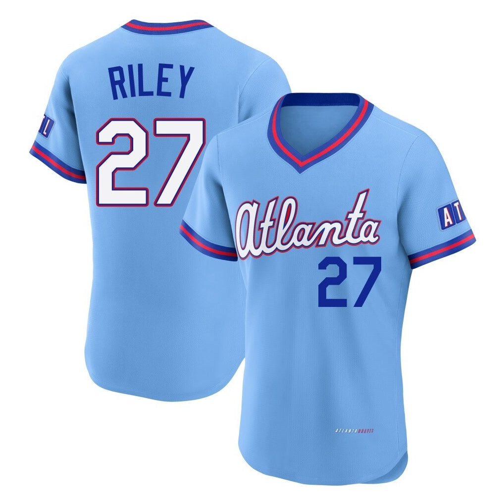 Atlanta Braves #27 Austin Riley Player Powder Blue CONTON 2026 City Connect T-shirt Limited Elite Home Game Stitched Jerseys