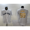 New York Yankees #99 Aaron Judge White CONTON Pinstripe Fashion Cool Base Jersey 2