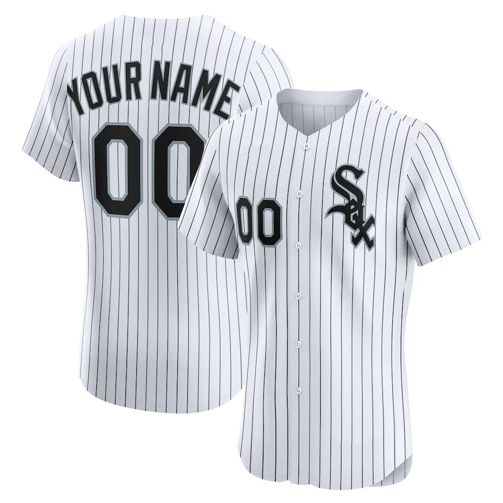 Custom Chicago White Sox White CONTON Home Elite Jersey