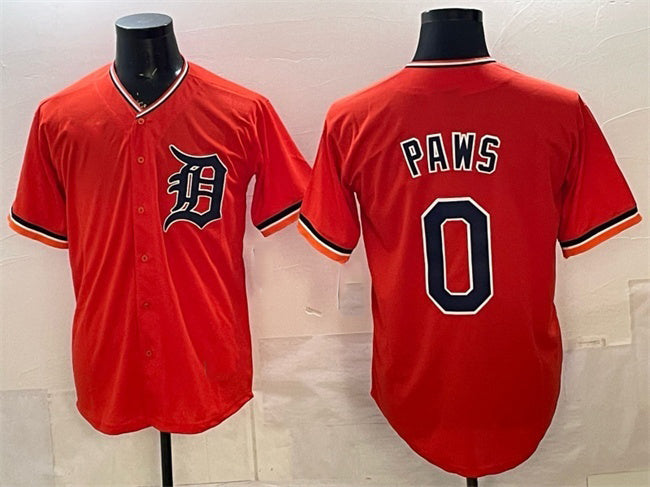 Detroit Tigers #0 Paws Orange CONTON Limited Stitched Jersey