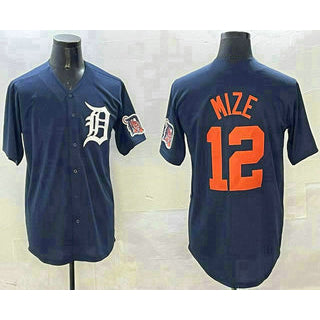Detroit Tigers #12 Casey Mize Navy CONTON Alternate With Patch Cool Base Stitched Jersey