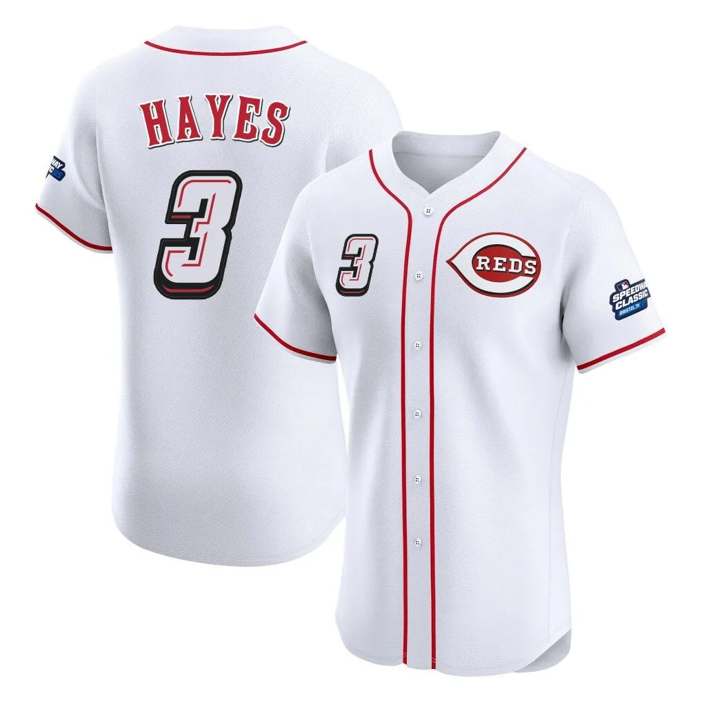 Cincinnati Reds #3 Ke'Bryan Hayes Player White CONTON Speedway Classic Limited Elite Home Stitched Jerseys