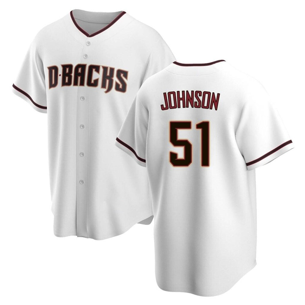 Arizona Diamondbacks #51 Randy Johnson Player White CONTON Home Game Stitched Jerseys