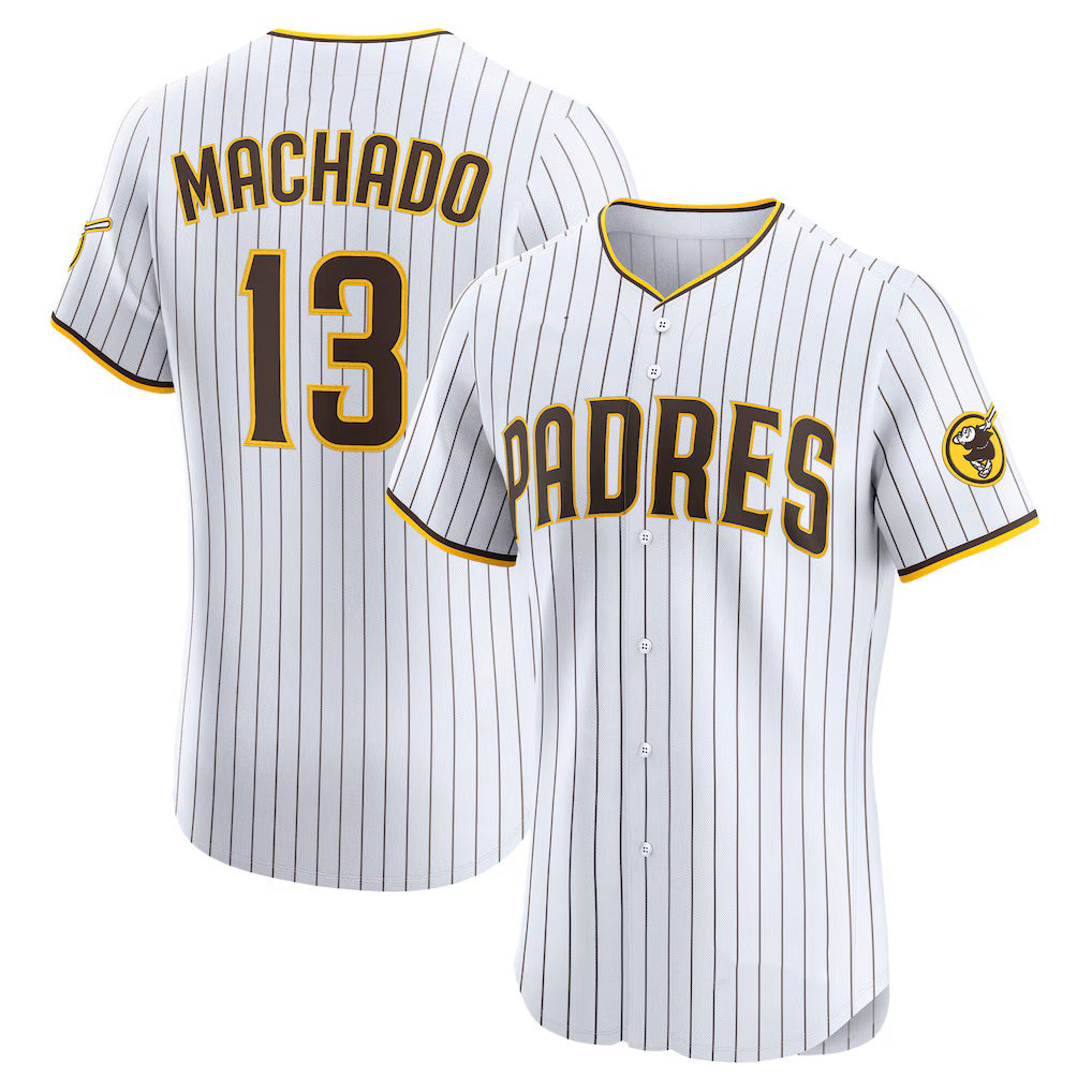 San Diego Padres #13 Manny Machado White CONTON Home Elite Player Jersey