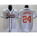 Detroit Tigers #24 Miguel Cabrera White CONTON Cool Base Stitched Jersey