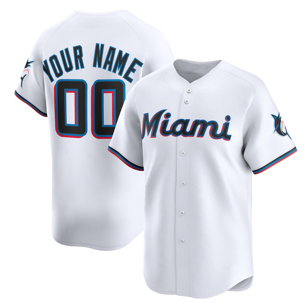 Custom Miami Marlins White CONTON Home Limited Jersey