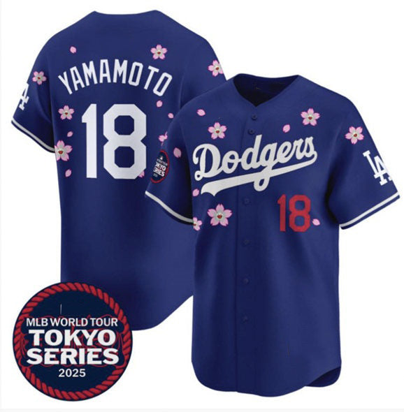 Los Angeles Dodgers #18 Yoshinobu Yamamoto Royal CONTON 2025 Tokyo Series Limited Stitched Jersey