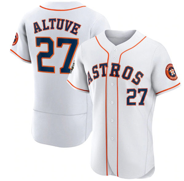Houston Astros #27 Jose Altuve White CONTON 2022 World Series Flex Base Stitched Jersey