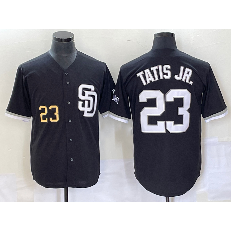 San Diego Padres #23 Fernando Tatis Jr Number Black CONTON 2023 Cool Base Stitched Jersey
