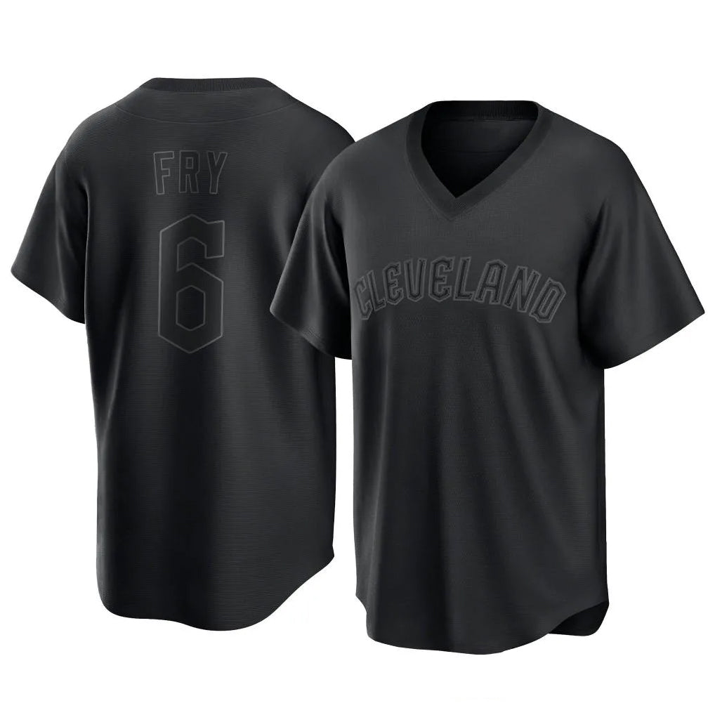 Cleveland Guardians #6 David Fry Player Black CONTON T-shirt Home Game Stitched Jerseys