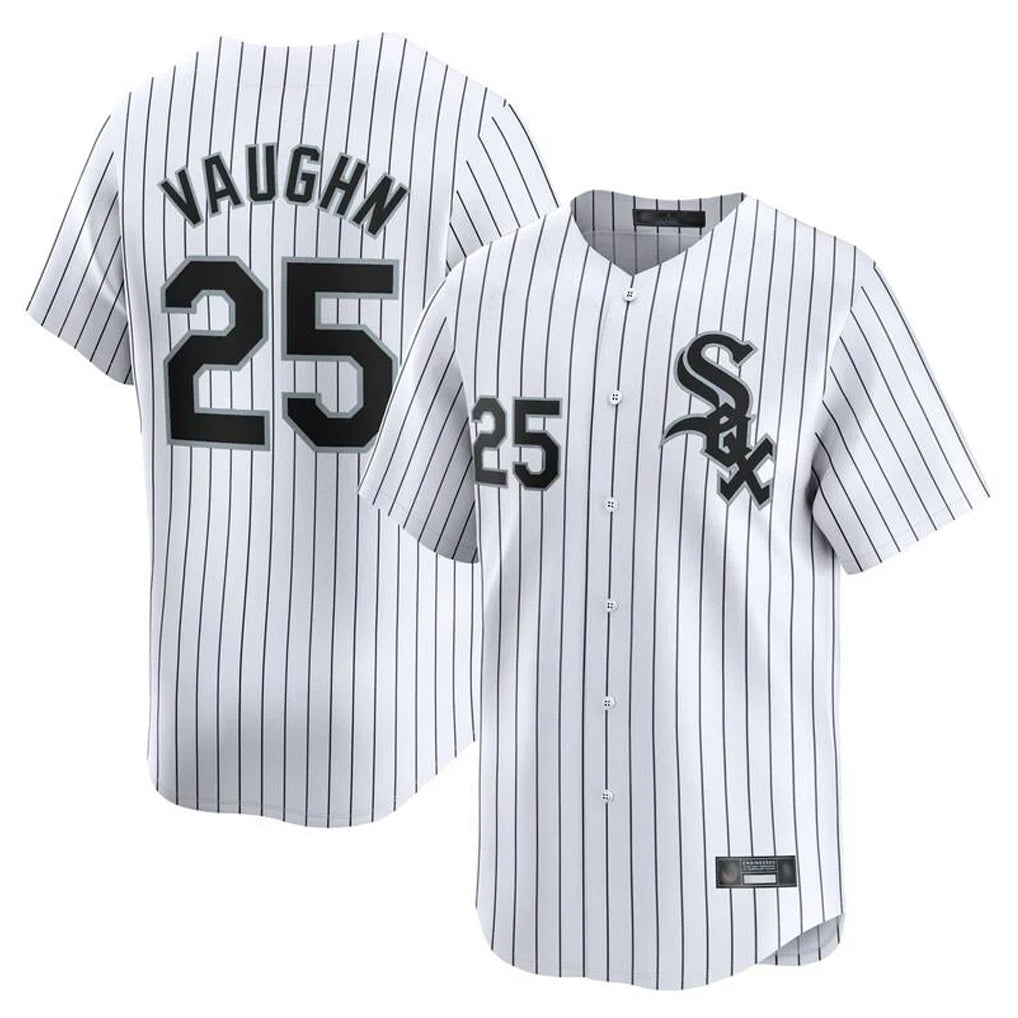 Chicago White Sox #25 Andrew Vaughn Player White CONTON Stripe Limited Home Stitched Jerseys