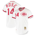 Cincinnati Reds #14 Pete Rose Player White CONTON Mitchell & Ness Throwback Cooperstown Mesh T-shirt Game Stitched Jerseys