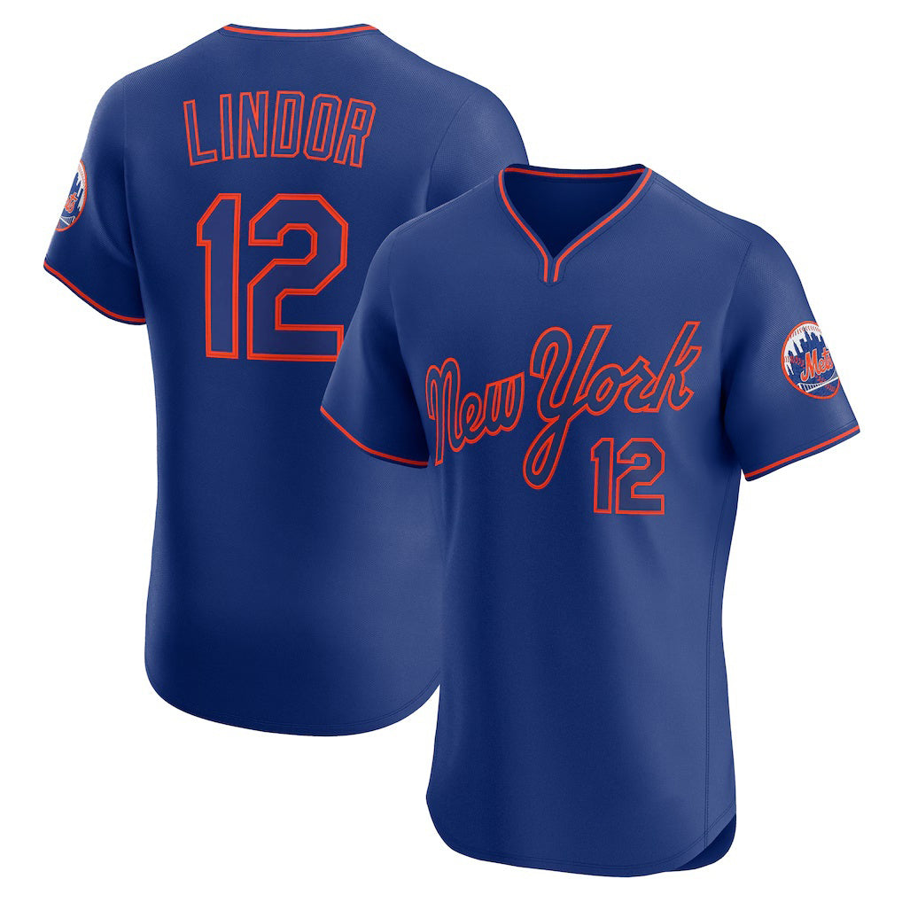 New York Mets #12 Francisco Lindor Royal CONTON Alternate 2 Elite Jersey