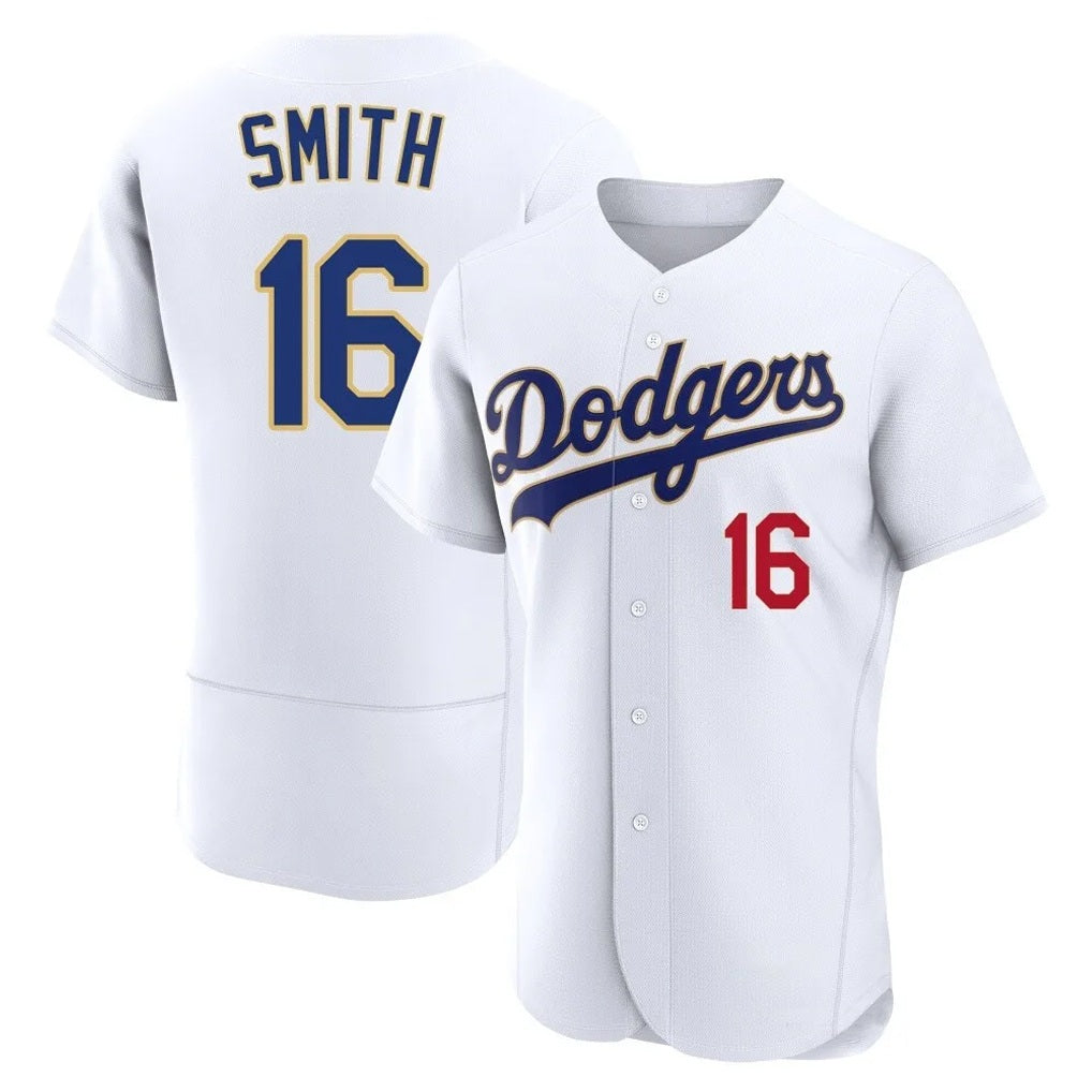 Los Angeles Dodgers #16 Will Smith Player Gold White CONTON 2026 Collection Stadium Limited Elite Stitched Jerseys