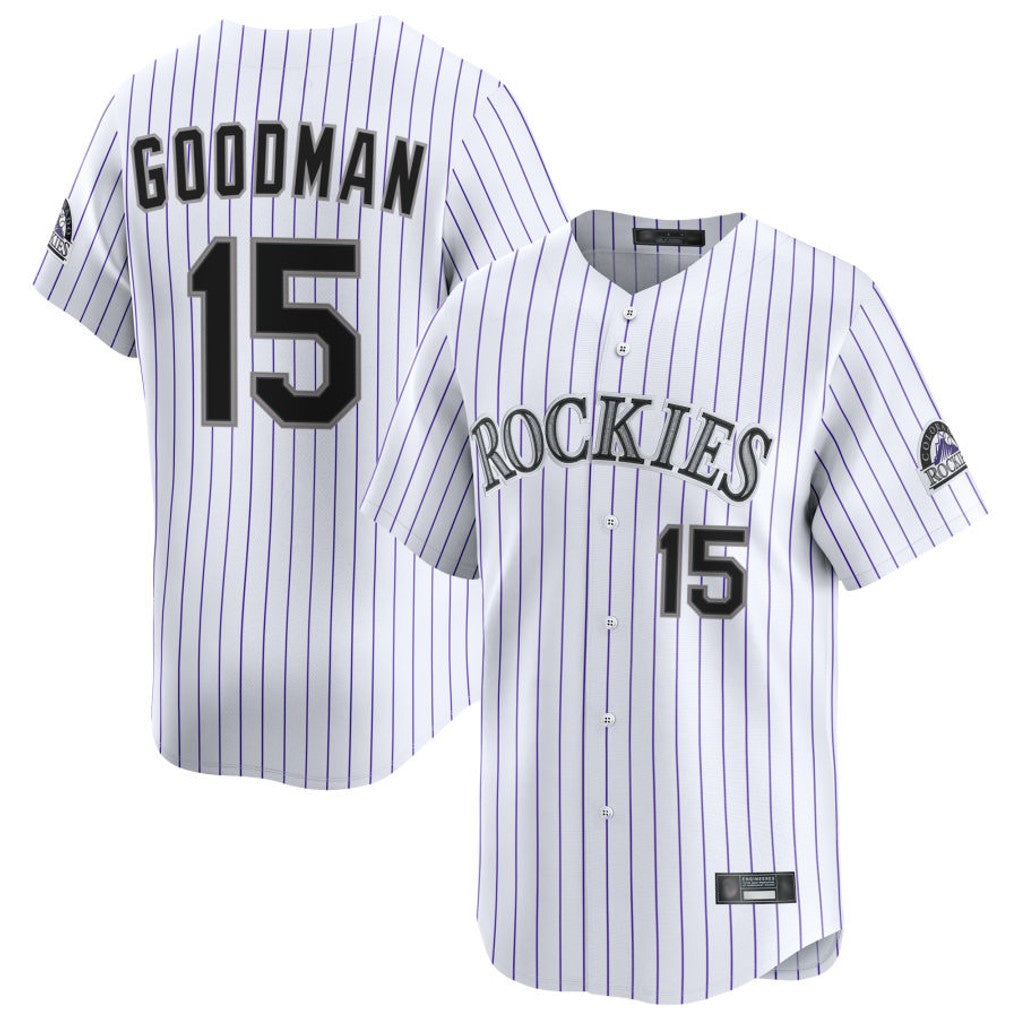 Colorado Rockies #15 Hunter Goodman Player White CONTON Limited Home Stitched Jerseys