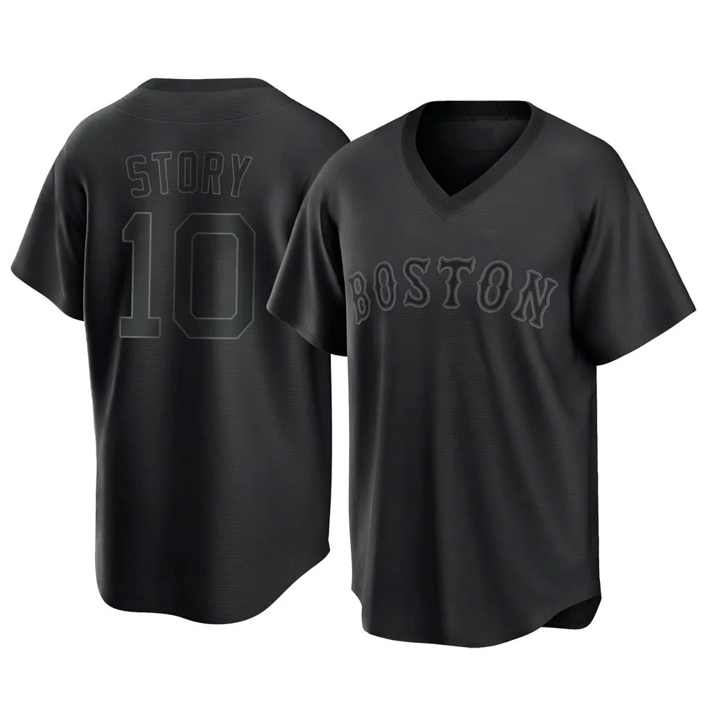Boston Red Sox #10 Trevor Story Player Black CONTON T-shirt Home Game Stitched Jerseys