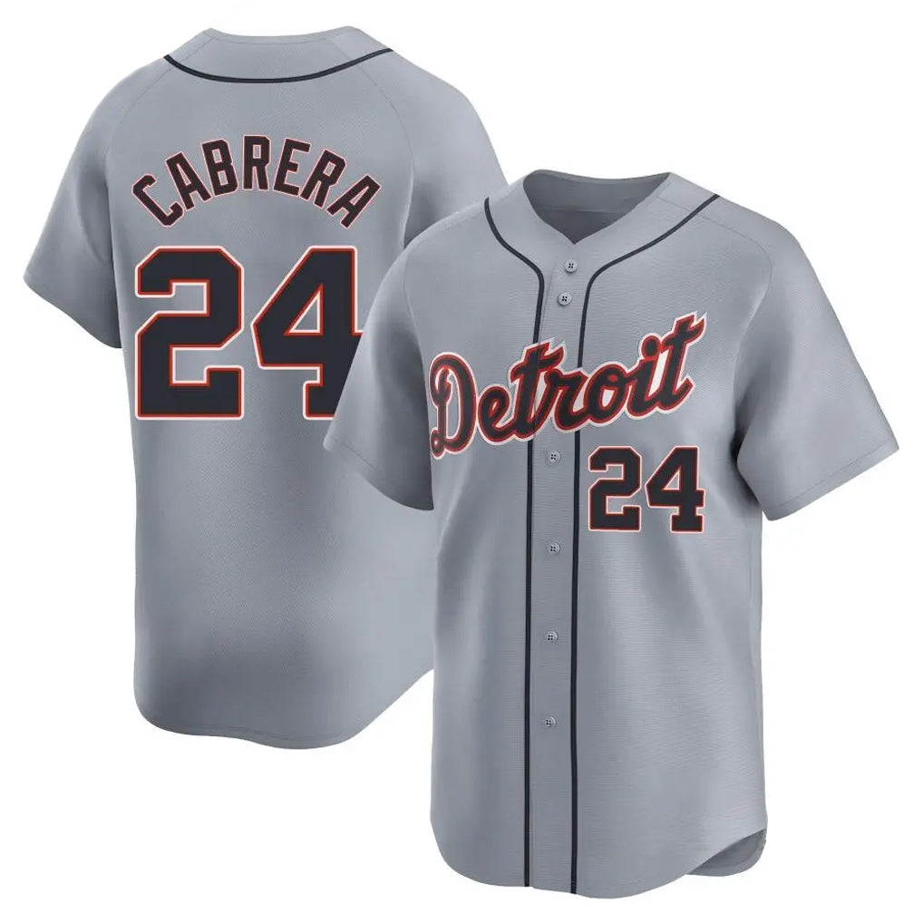 Detroit Tigers #24 Miguel Cabrera Player Gray CONTON Home Limited Stitched Jerseys