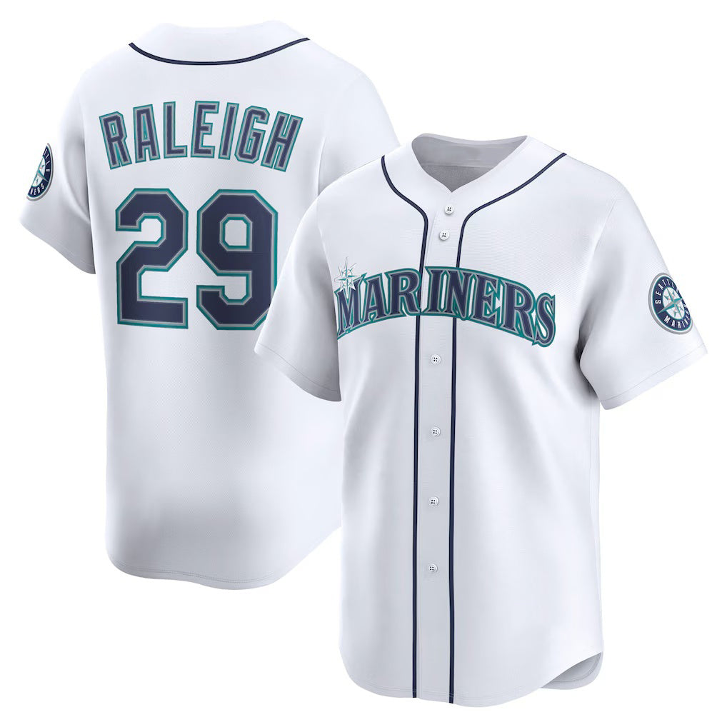Seattle Mariners #29 Cal Raleigh White CONTON Home Limited Player Jersey