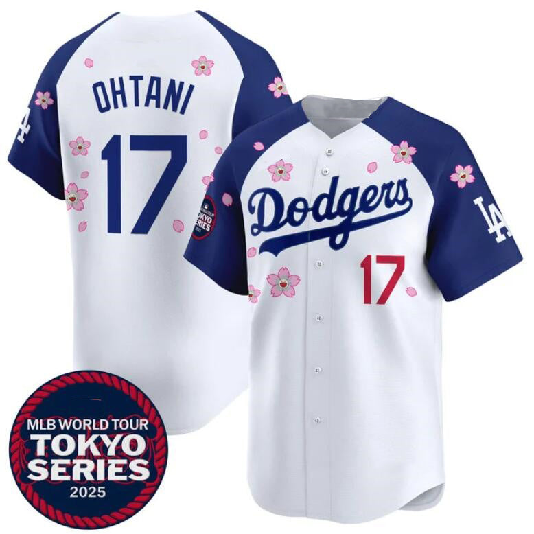Los Angeles Dodgers #17 Shohei Ohtani White Royal CONTON 2025 Tokyo Series Limited Stitched Jersey