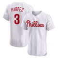 Philadelphia Phillies #3 Bryce Harper White CONTON Home Elite Jersey