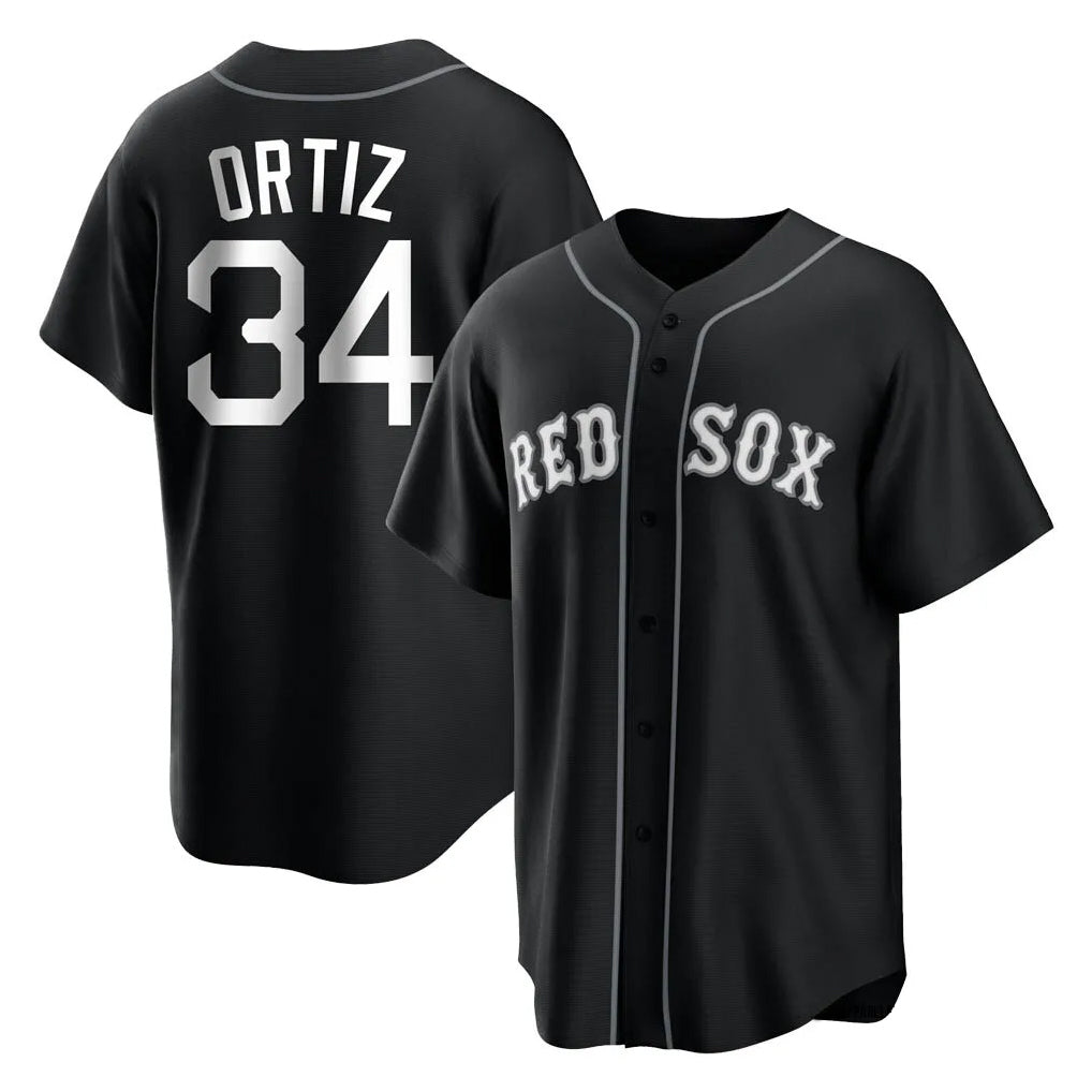 Boston Red Sox #34 David Ortiz Player Black CONTON Home Game Stitched Jerseys