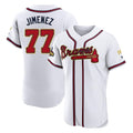 Atlanta Braves #77 Joe Jimenez Player White Gold CONTON Limited Elite Home Game Stitched Jerseys