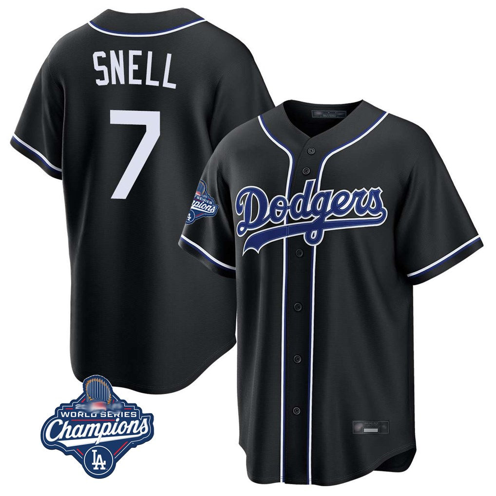 Los Angeles Dodgers #7 Blake Snell Player Black CONTON Carbon Limited World Series Meet Home Stitched Jerseys