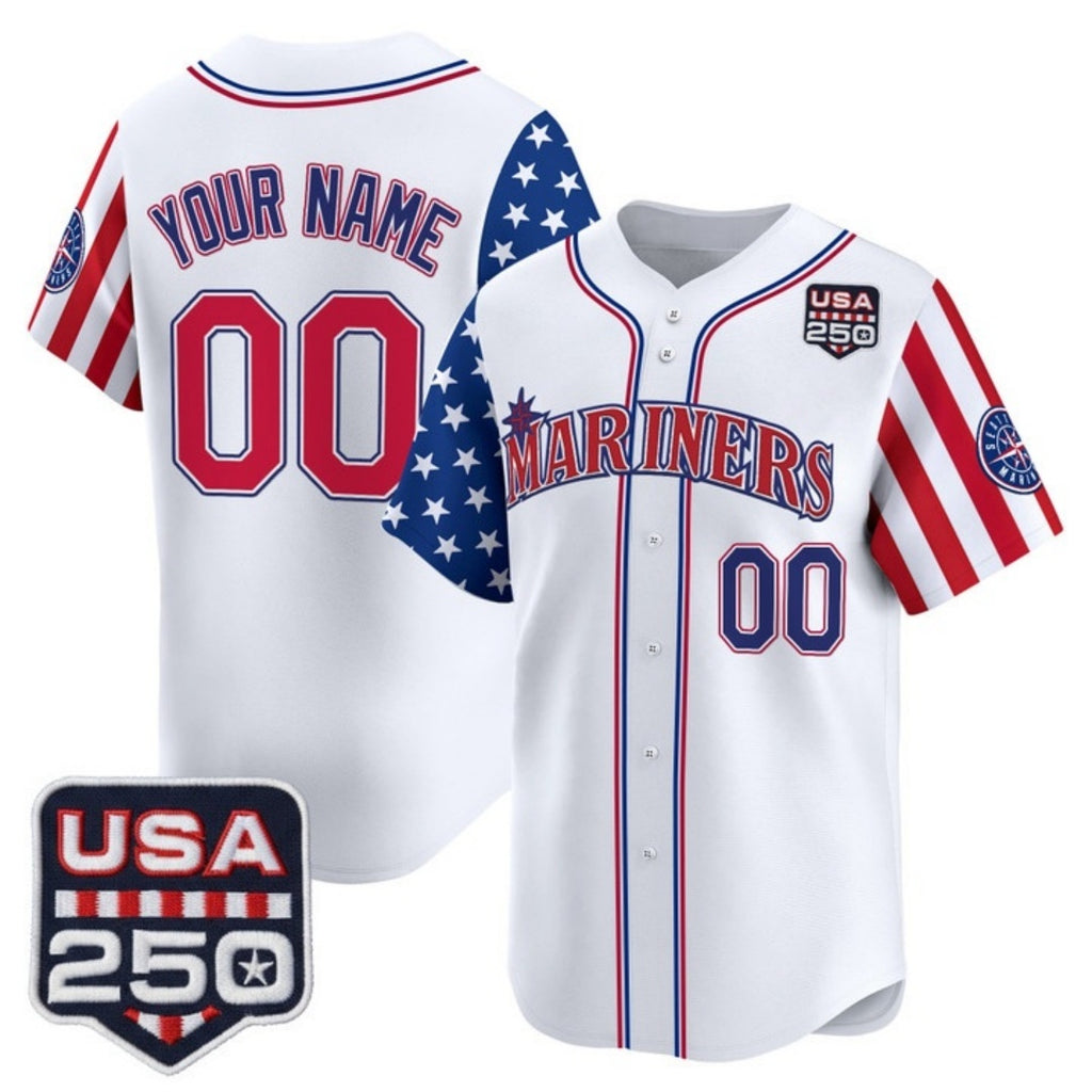 Custom Seattle Mariners America 250 Edition Vapor Premier Limited White CONTON Stitched Jerseys