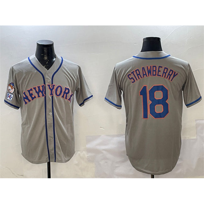 New York Mets #18 Darryl Strawberry Grey CONTON 2025 Spring Training Cool Base Stitched Jersey