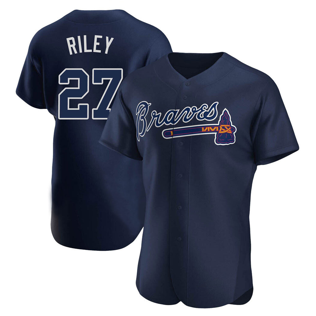 Atlanta Braves #27 Austin Riley Player Navy CONTON Alternate Limited Elite Home Game Stitched Jerseys