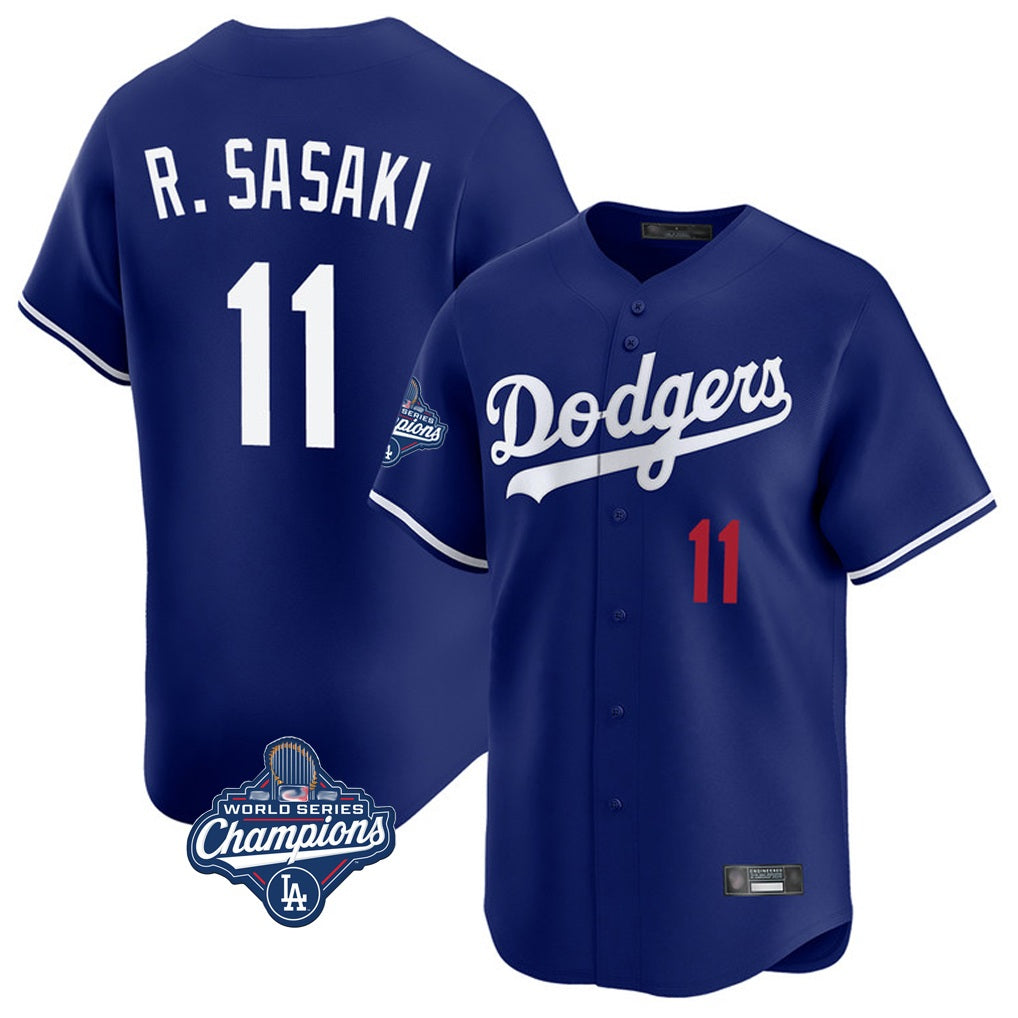Los Angeles Dodgers #11 Roki Sasaki Player Royal CONTON World Series Meet Limited Home Stitched Jerseys