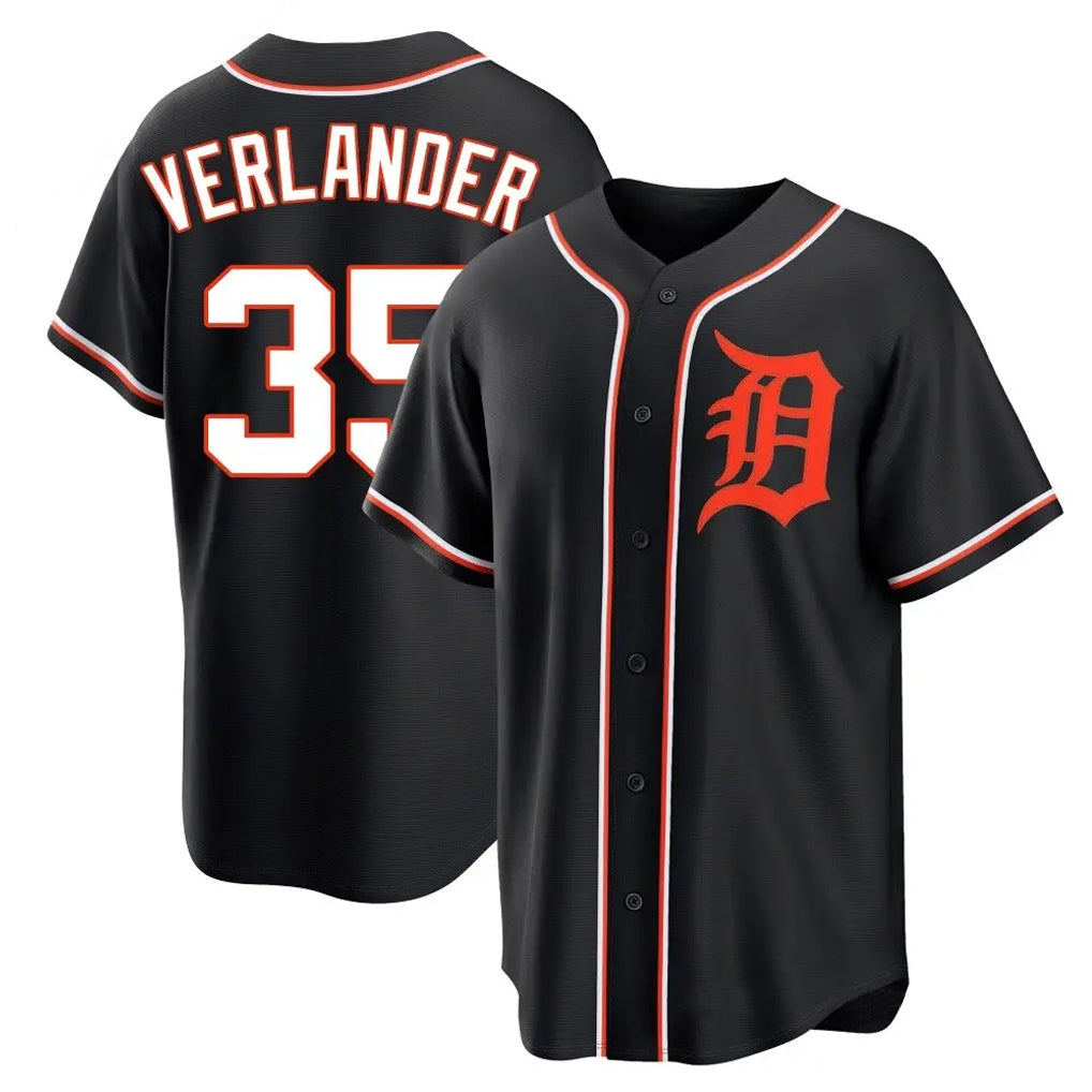 Detroit Tigers #35 Justin Verlander Player Black CONTON Fashion Out Home Game Stitched Jerseys