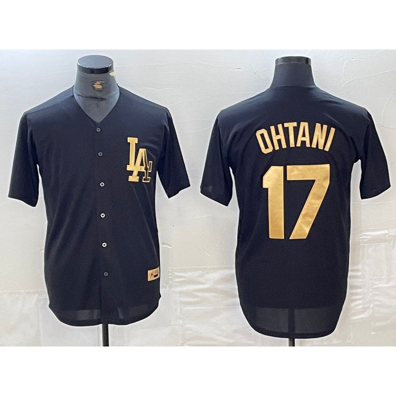 Los Angeles Dodgers #17 Shohei Ohtani Black Gold CONTON Cool Base Stitched Jersey