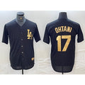 Los Angeles Dodgers #17 Shohei Ohtani Black Gold CONTON Cool Base Stitched Jersey