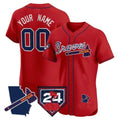 Custom Atlanta Braves 2024 Spring Training & Georgia Patch Vapor Premier Elite Jersey ¨C Red CONTON