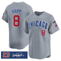 Chicago Cubs #8 lan Happ Gray CONTON 'Ryne Sandberg Tribute' Vapor Limited V3 Stitched Jersey