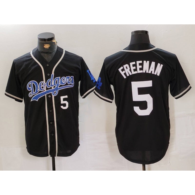 Los Angeles Dodgers #5 Freddie Freeman Number Black CONTON Cool Base With Patch Stitched Jerseys