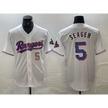 Texas Rangers #5 Corey Seager Number White CONTON 2023 World Series Champions Cool Base Jerseys