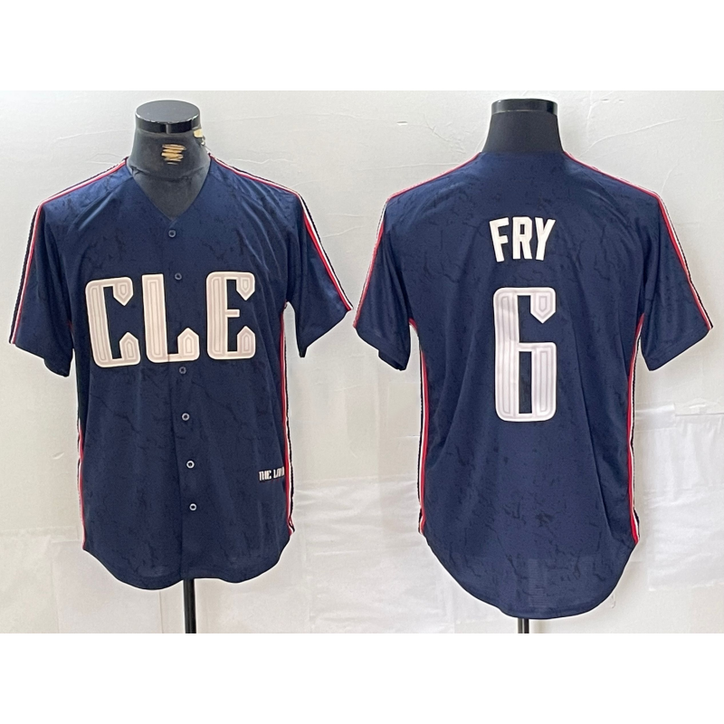 Cleveland Guardians #6 David Fry Navy CONTON 2024 City Connect Limited Stitched Jersey
