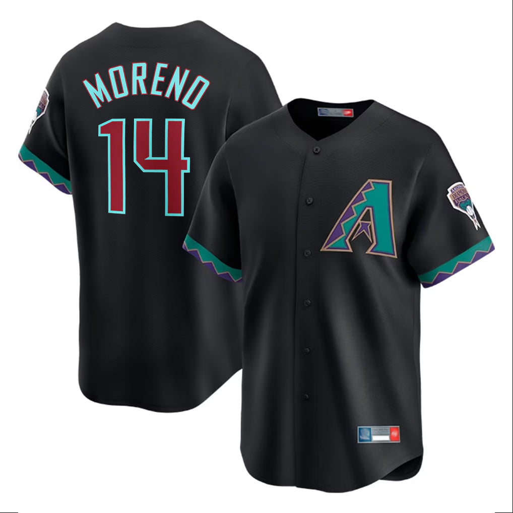 Arizona Diamondbacks #14 Gabriel Moreno Player Black CONTON Fashion Out Home Game Stitched Jerseys