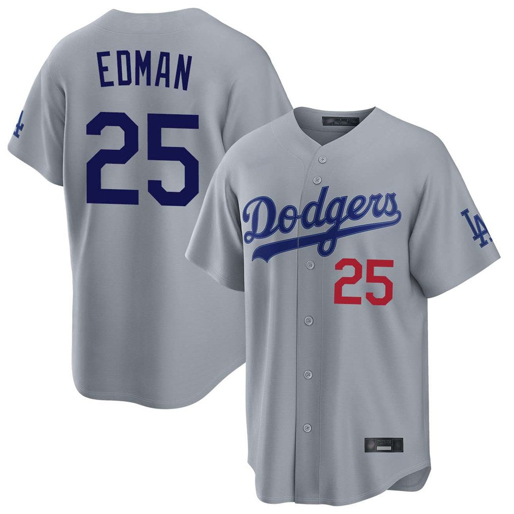 Los Angeles Dodgers #25 Tommy Edman Player Gray CONTON Game Home Stitched Jerseys