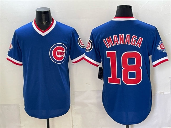 Chicago Cubs #18 Shota Imanaga Royal CONTON 150th Anniversary Throwback Vapor Limited Stitched Jersey
