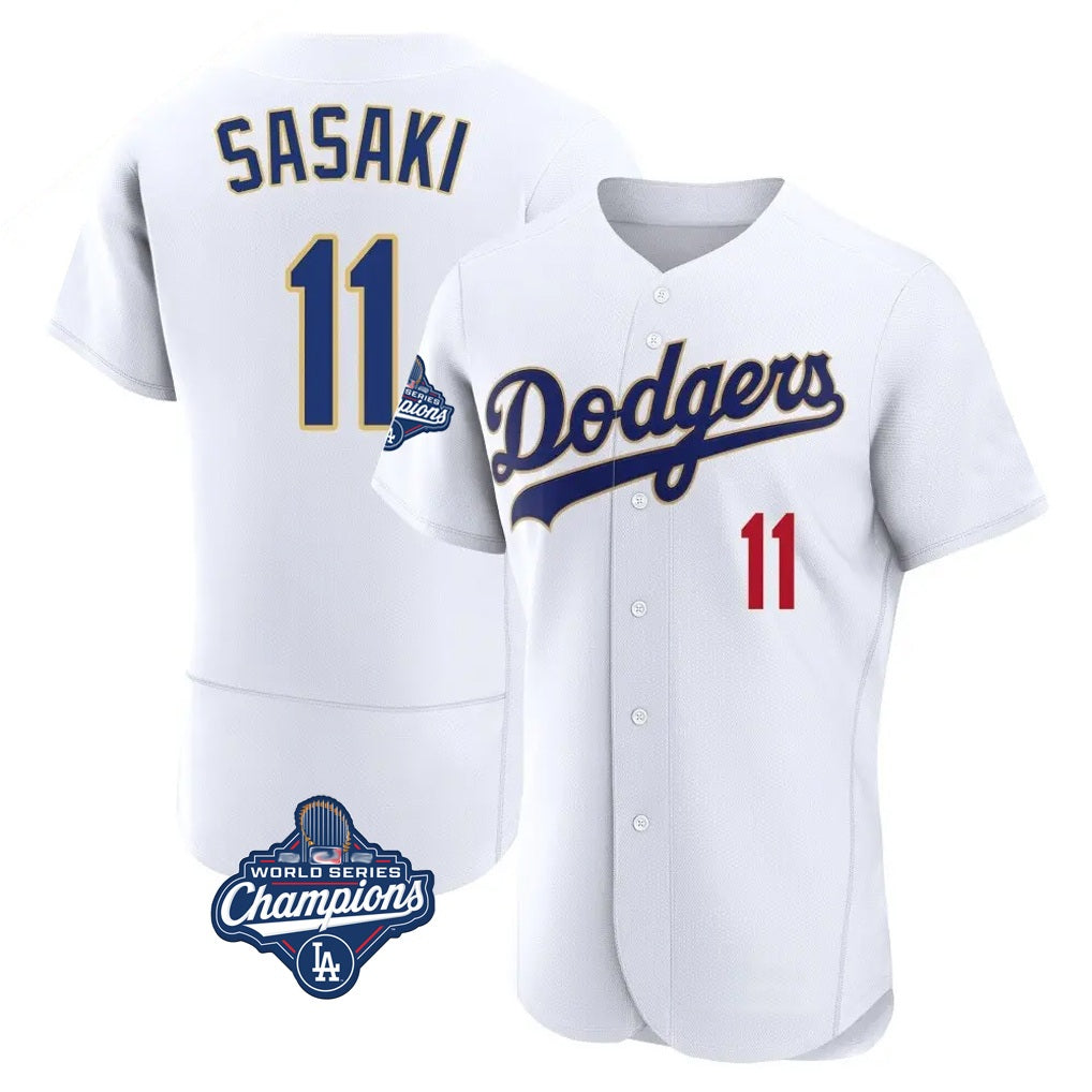 Los Angeles Dodgers #11 Roki Sasaki Player Gold White CONTON World Series Meet 2026 Collection Stadium Limited Elite Stitched Jerseys