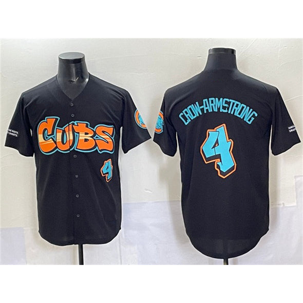 Chicago Cubs #4 Pete Crow-Armstrong Black CONTON 'Graffiti North Side Edition' Vapor Premier Limited Stitched Jersey