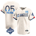 Los Angeles Dodgers #5 Freddie Freeman Player Cream CONTON World Series Meet City Connect Limited Home Stitched Jerseys