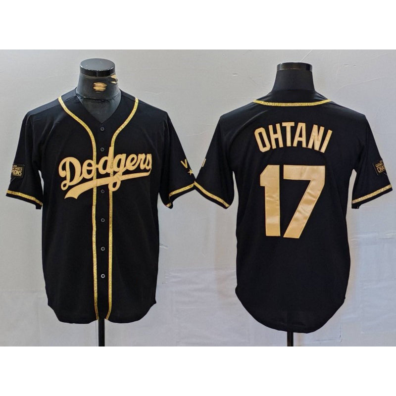 Los Angeles Dodgers #17 Shohei Ohtani Black Gold CONTON World Series Champions Cool Base Stitched Jersey