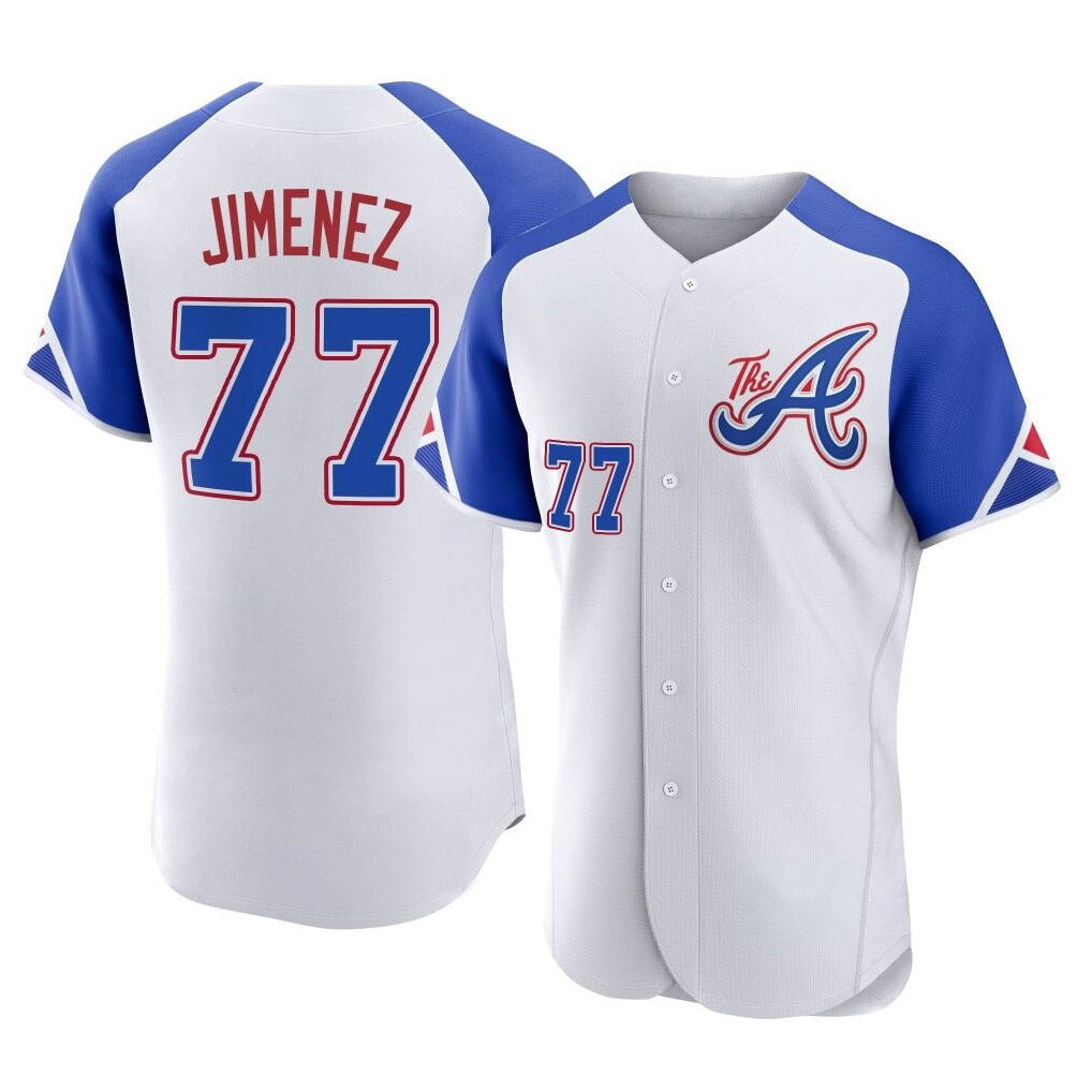 Atlanta Braves #77 Joe Jimenez Player White CONTON City Connect Limited Elite Home Game Stitched Jerseys