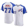 Atlanta Braves #77 Joe Jimenez Player White CONTON City Connect Limited Elite Home Game Stitched Jerseys